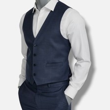 Calvin Klein Men's Blue Slim-Fit Wool-Blend Infinite Stretch Suit Vest Size L