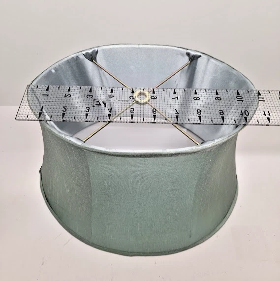 Abajur de tecido oval vintage, cor azul-petróleo seda e forrado, 10 x 11 x 17" - Imagem 4 de 4