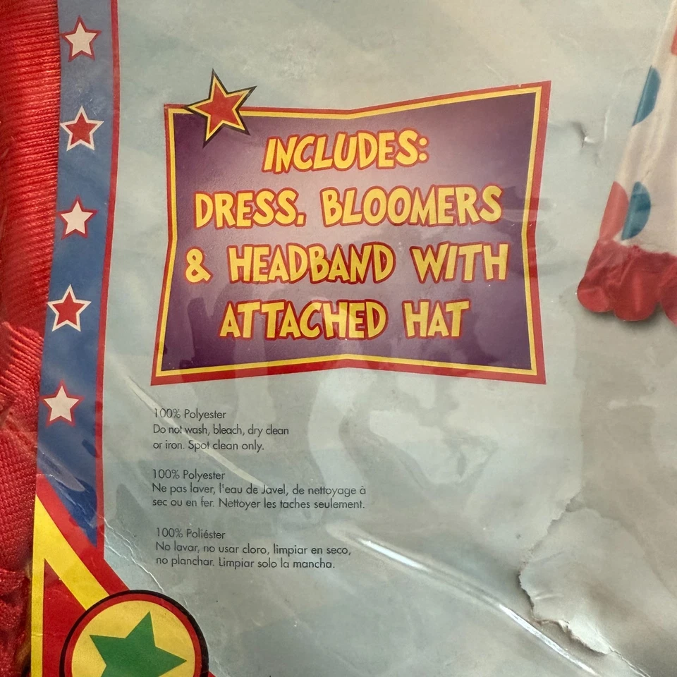 Новый! Девочек клоун костюм ребенка подходит 3T-4T включает в себя платье Bloomers обруч шляпа - Изображение 3 из 4