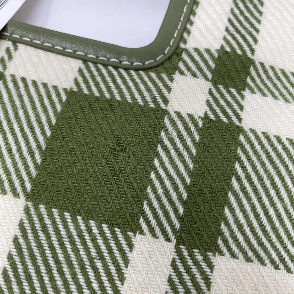 Bolso de mano vintage Banana Republic para mujer talla única cuero de lana a cuadros verde Foto 3 de 4