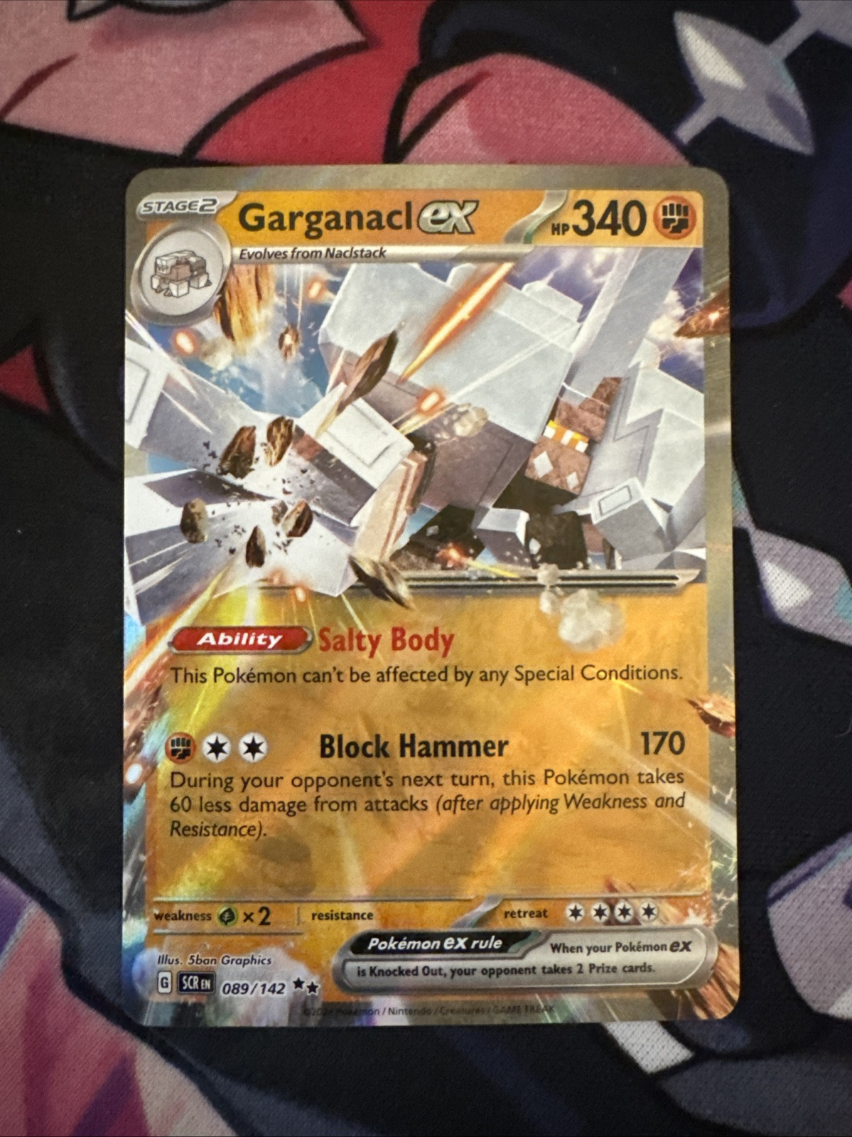 Pokemon TCG - Garganacl ex 089/142 Sv07: Stellar Crown Holo - Double Rare - NM