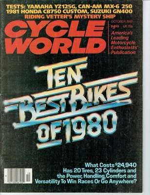 October 1980 Cycle World motorcycle magazine Can-Am MX250 Yamaha YZ125 Honda CB - Image 1 of 3
