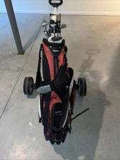 COMPLETE GOLF CLUBS SET - 8 IRONS ;P;S &PUTTER & WOODS + Tommy Armani Bag & Cart