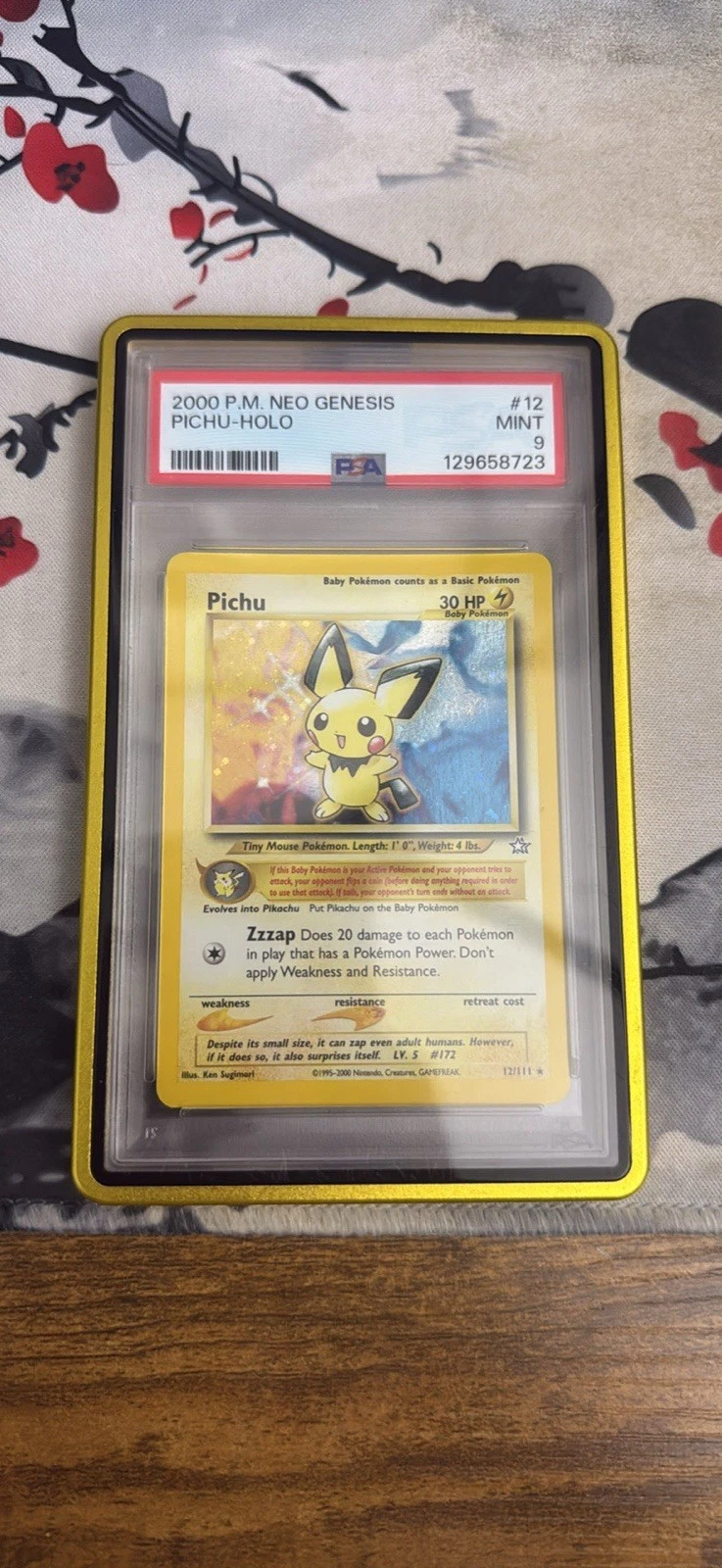 Pokemon Neo 1 Genesis 172 Pichu Holo Card 2000 12/111, PSA 9