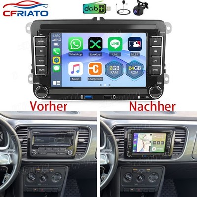 DAB+ Für VW Beetle 2011-2019 Apple Carplay GPS Nav WIFI Android 15 Autoradio KAM