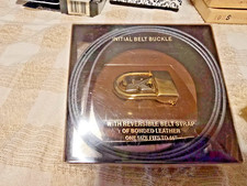 NEW BELT BROWN BLACK REVERSIBLE BONDED LEATHER UP TO 44  WAIST GOLD BUCKLE "K"