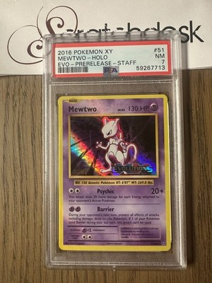 PSA 7 - Pokemon STAFF MEWTWO 51/108 - PRERELEASE EVOLUTIONS - FOIL
