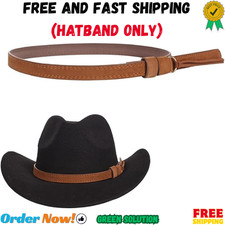PU Leather Hat Band for Cowboy Hat Decorative Ethnic Hatband Cowgirl Fedora P...