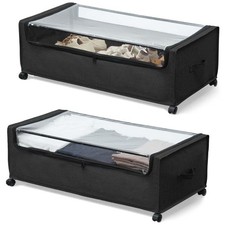FOUCSSOMEI Under Bed Storage with Wheels, Under The Bed Storage Drawers On Wh...