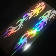 Reflective Holographic Fire Flame Bike 8 Inch Vinyl Decal Sticker Racing 2pcs Reflective Holographic Fire Flame Bike 8 Inch Vinyl Decal Sticker Racing 2pcs