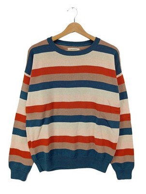 TWOTHIRDS Strickpullover Damen Pullover Gr. DE 40 blau-rot-creme Casual-Look