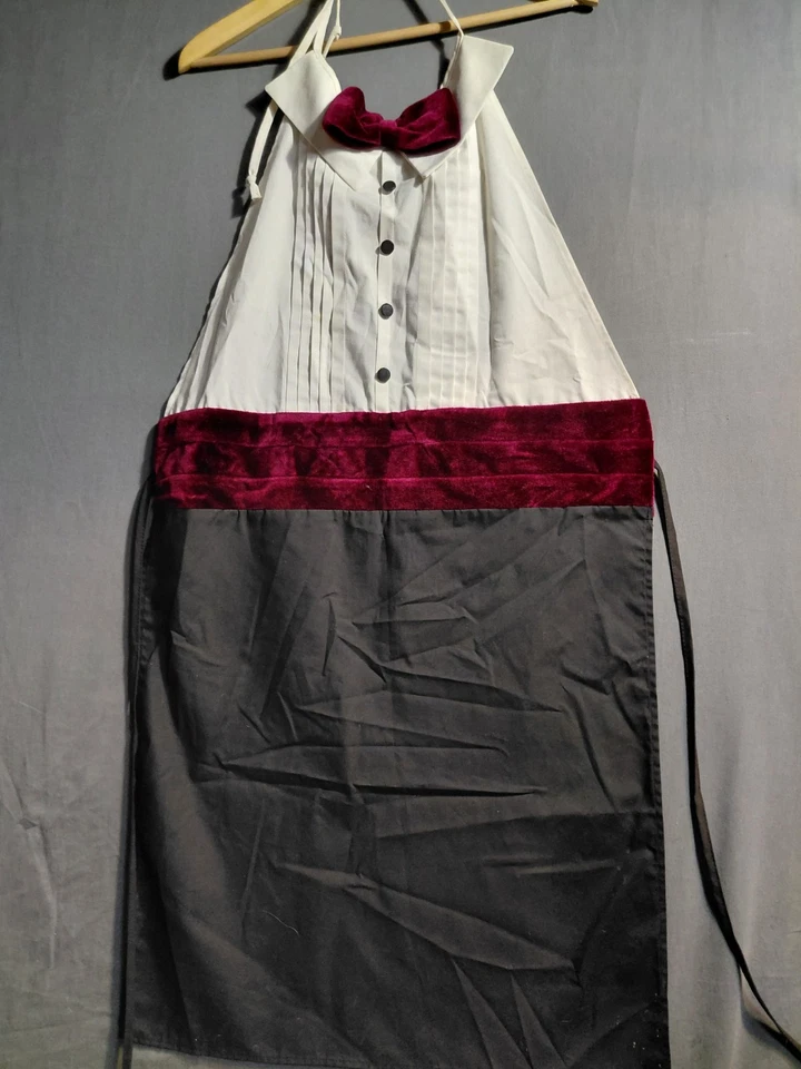 Vintage Novelty Tuxedo With Bowtie Apron Some Spots As Is BinP - Image 3 of 4