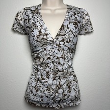 VTG y2k Liz Women Babydoll Indie Fairy Top Brown White Floral Whimsigoth Gremlin