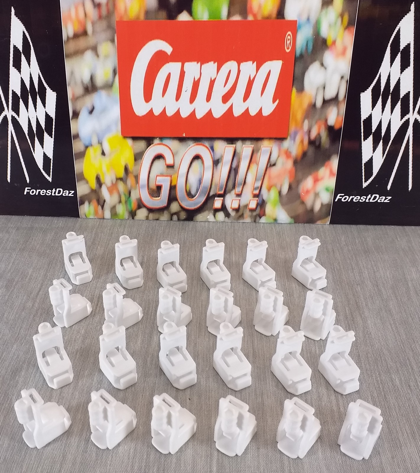 Carrera GO!!! Bundle Slot Car Track White Banner Clips x24 1:43 Scale Preloved