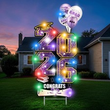 36.6Inch Graduation Yard Signs Class of 2026 37 inches by 17 inches, Purple-1