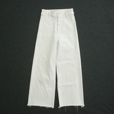Zara The Marine Straight White Wide Leg Cropped Raw Hem Jeans Size 2 / EUR 34