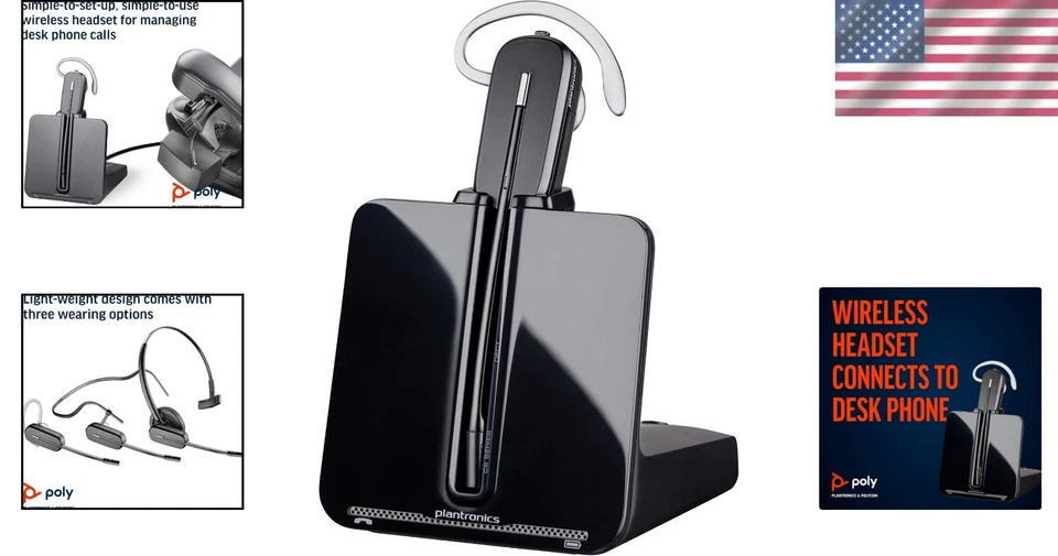 Auriculares inalámbricos DECT Poly CS540 - Cancelación de ruido, 3 estilos de uso para oficina Foto 2 de 4
