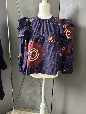 Ulla Johnson top pullover 4 Layered sleeves Multicolor Cropped length Cotton EUC