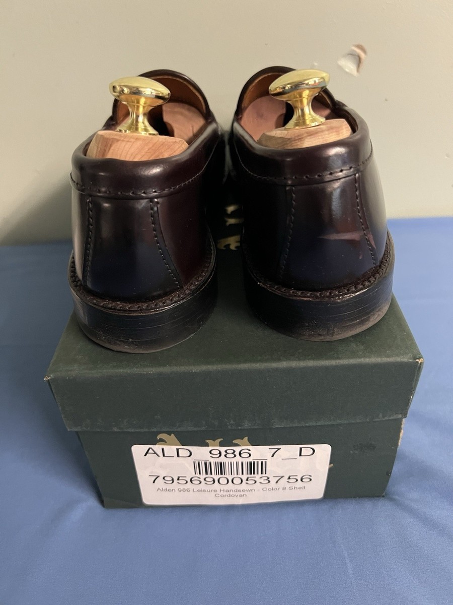 Alden 986 Leisure Hand Sewn Color 8 Shell Cordovan Penny Loafers