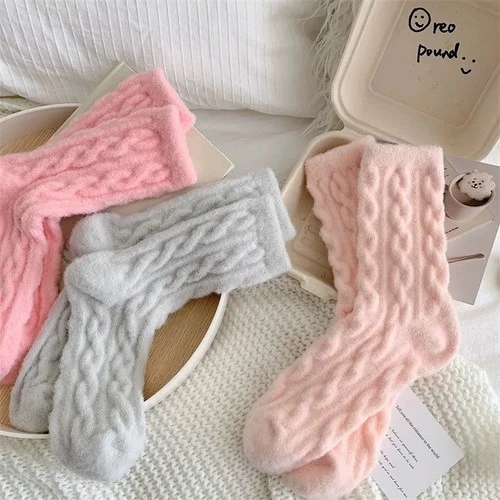 3 Pairs Ladies Girls Winter Warm Soft Fluffy Bed Sock Lounge Slipper Fleece Sock
