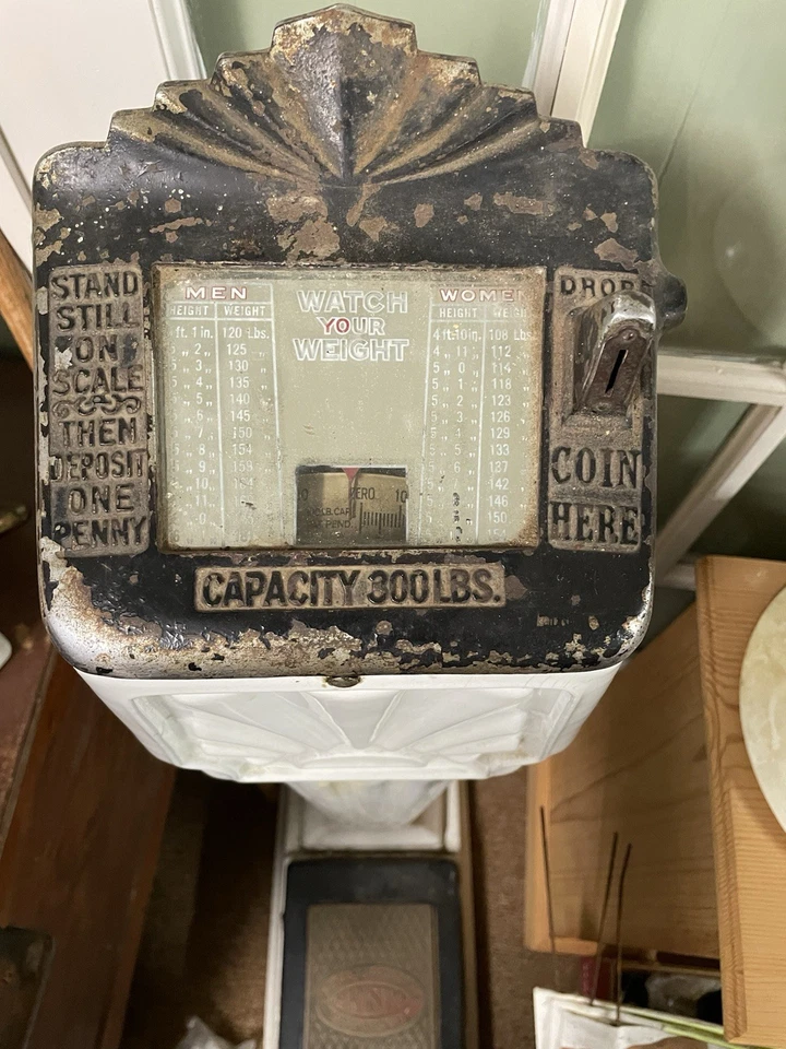 Aristo Porcelain Penny Scale Ca. 1930 H: 48 W: 11 1/2 D: 20 1/4 Inch - Image 2 of 4