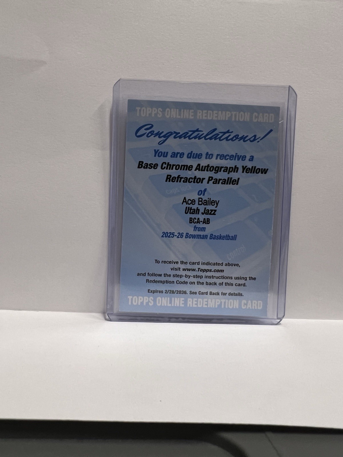 2025-26 Topps Bowman Ace Bailey Redemption Chrome Yellow Auto /75 🔥