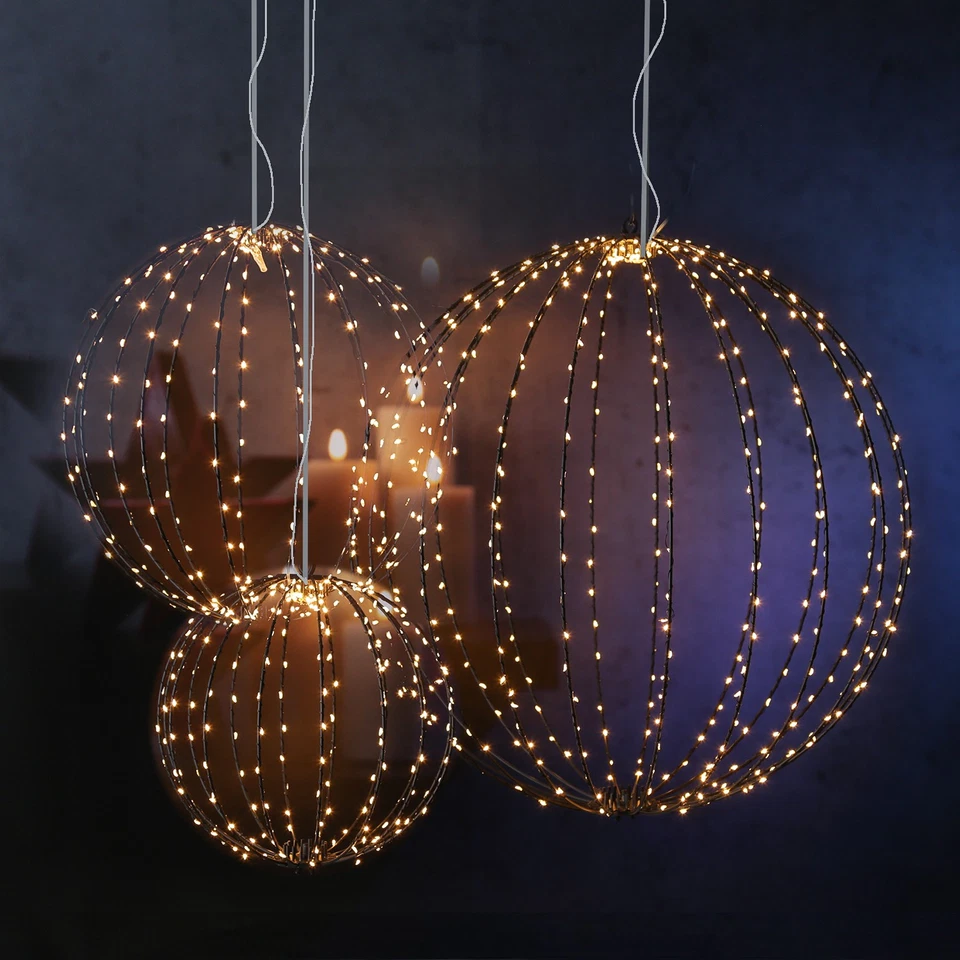 LED Drahtkugel Leuchtkugel faltbar 28cm 192LED Kugelleuchte 8Modi Timer Außen - Bild 4 von 4