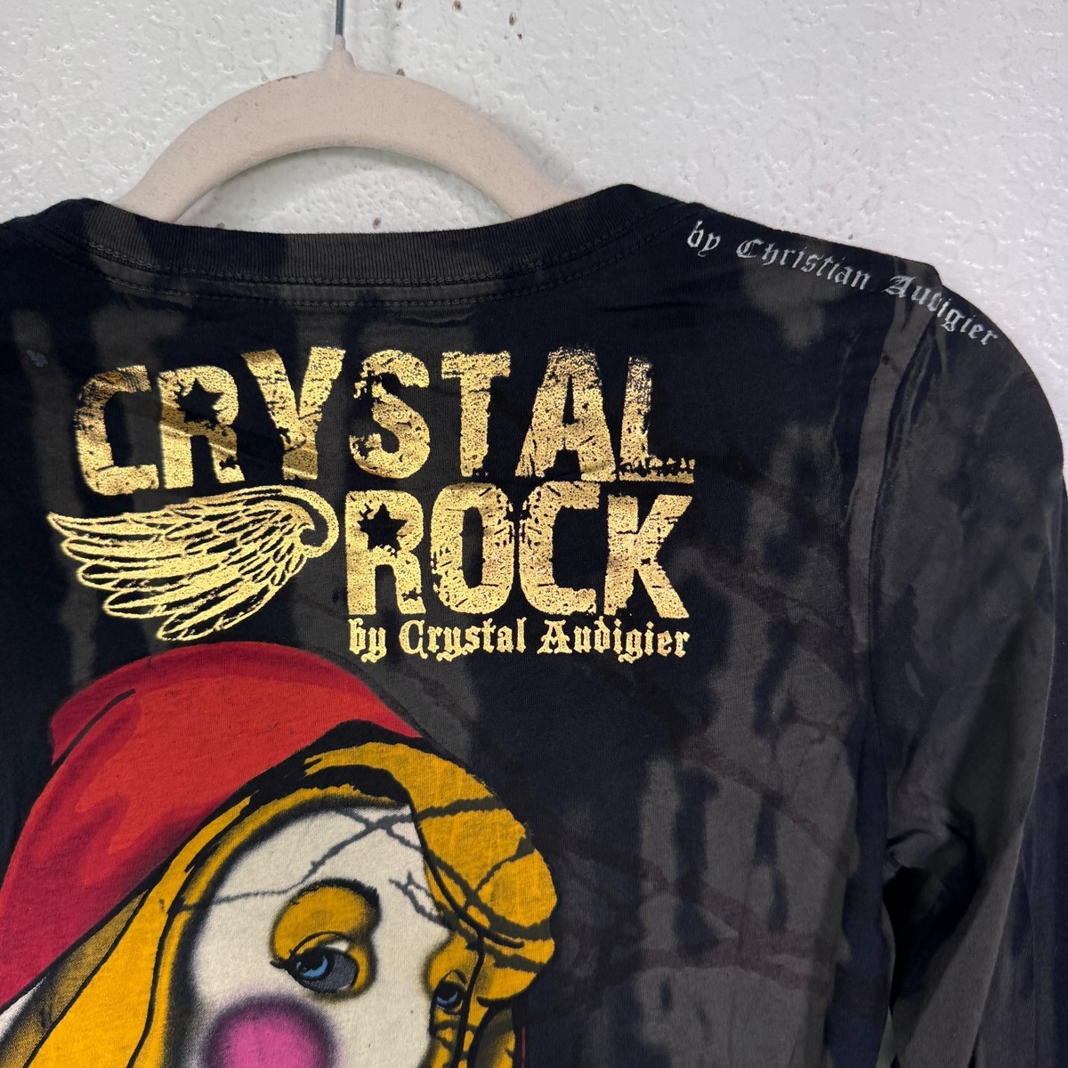 Christian Audigier Y2K Shirt Womens XS Crystal Rock Red Riding