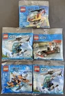 Lot of (5) New LEGO CITY Polybag Sets - Fire & Police Helicopter, Race Car +More