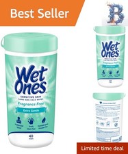 Fragrance-Free Hand and Face Wipes with Aloe - Ideal for Sensitive Skin, 40 ct