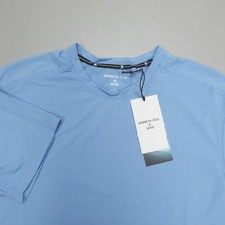 Kenneth Cole Mens Tech SS Performance Shirt Stretch Wicking Mesh Split Hem Blue