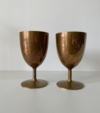 2 szlachetne mosiężne kielichy vintage – 12,5 cm – stylowe dekoracje i przedmioty kolekcjonerskie