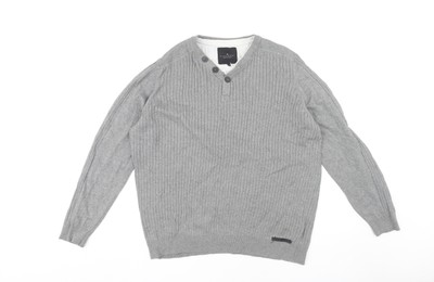 Dissident Henley Pullover Herren grau Größe L