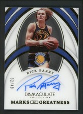 2021-22 RICK BARRY 32/49 AUTO PANINI IMMACULATE COLLECTION MARKS OF GREATNESS