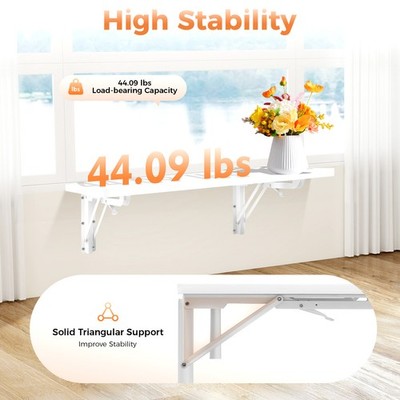 Folding Wall Table Fold Down Study Writing Desk Kitchen Floating Storage Shelf