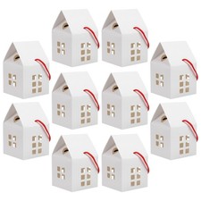 10pcs House Shaped Paper Boxes Handheld Present Bags Multi-function Candy Boxes