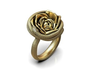 Authentic 925 Sterling Silver Snake Rose Ring Gothic Serpent Flower Wrap Ring