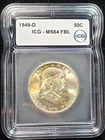 1949-D 50C Franklin Half Dollar MS64 FBL ICG