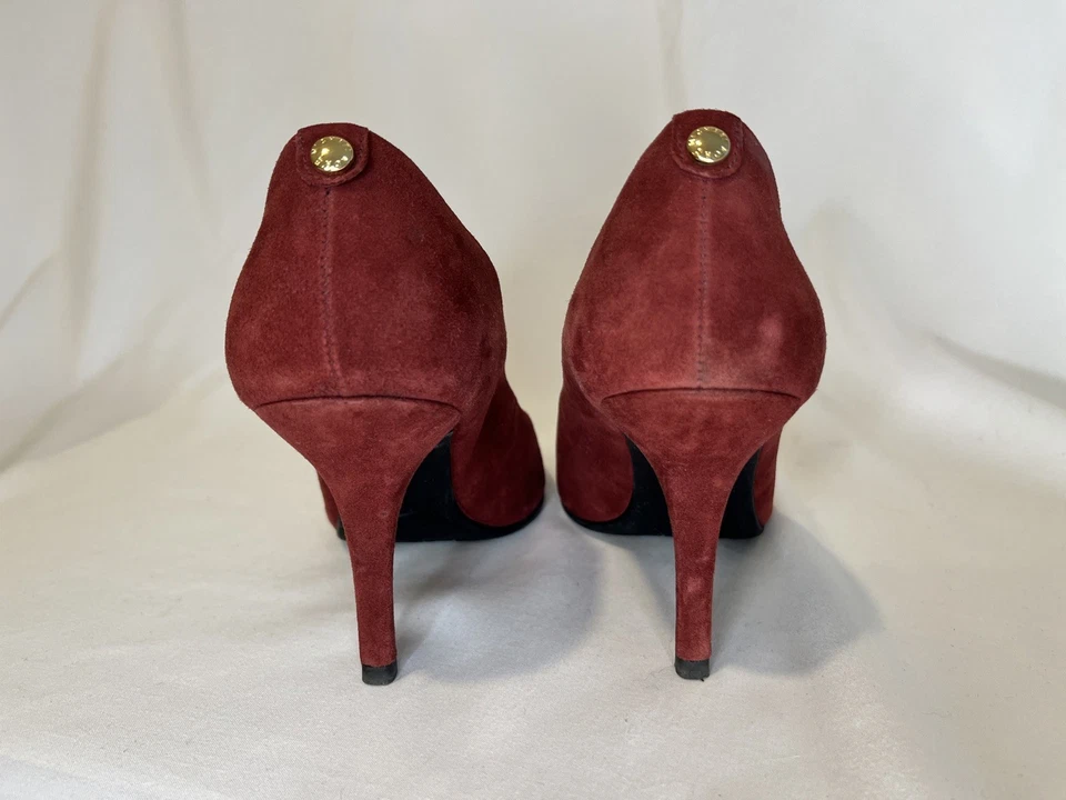 MICHAEL KORS Granate Rojo Gamuza Cuero Tacón de Aguja Punta Mujer 6 Foto 2 de 4