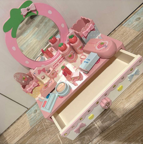 Mother Garden Wooden Cutie Strawberry Dresser 10 Accessories Pretend Play Set