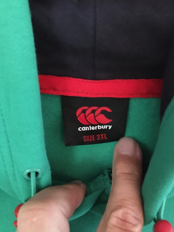 Men's Canterbury Ocean Green Rare Overhead Leicester Tigers Hoodie Size XXXL New — 第 3/4 张图片
