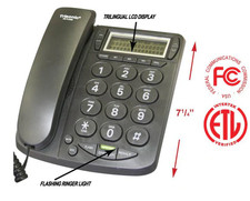 Big Button Caller ID Corded Home Telephone Speakerphone Black