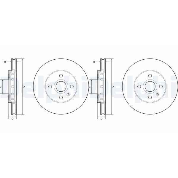 2X Delphi Bremsscheiben 256Mm BelÜFtet Vorne Passend FüR Seat MII Skoda Citigo-image