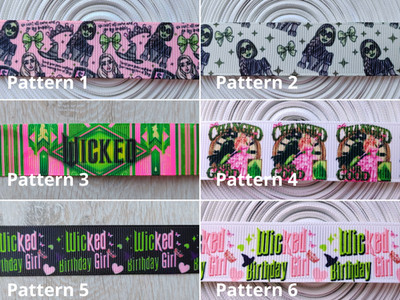 Wicked 22mm 7/8'' 1 Yard Ripsband 3D Druck Film Geburtstag Band Handwerk Haarschleife
