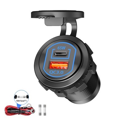 Upgraded 12V USB C Outlet 83W PD & QC Multiple USB Charger Socket Aluminum Al...