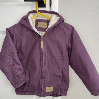 CE Schmidt Youth S 6-8 Purple Barn Chore Sherpa Lined Hooded Zip up Coat 