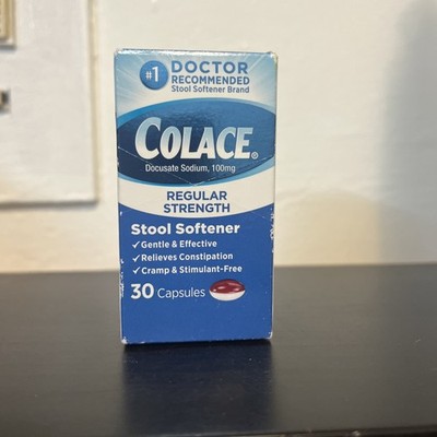 Colace Regular Strength Stool Softener Docusate Sodium 100mg, 30 Capsules
