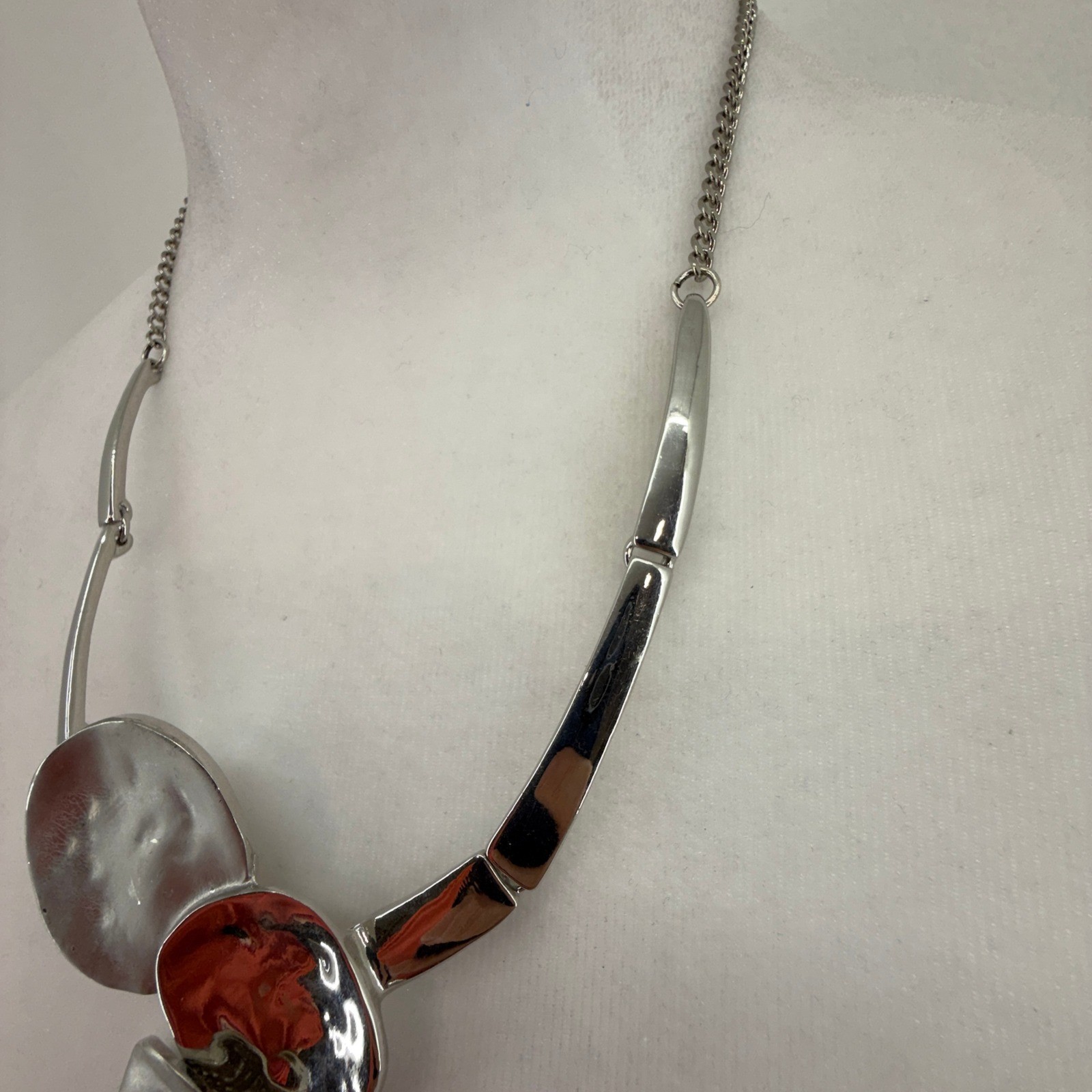 Modern Abstract Asymmetric Statement Necklace Sil… - image 3