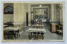 Hotel Lincoln Coffee Room Interior Indianapolis Indiana Vintage Postcard