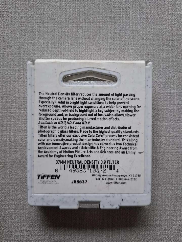 Tiffen 37mm Neutral Density 0.9 Filter 37ND9 New Sealed - Image 2 of 3
